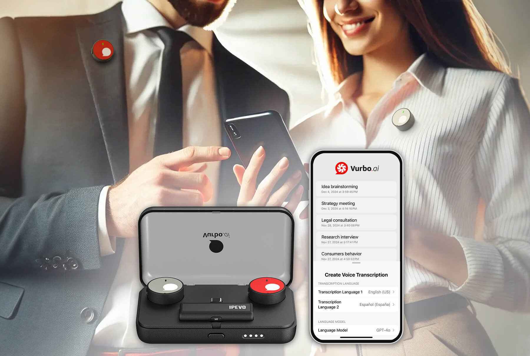 IPEVO AI Wireless Mic Duo