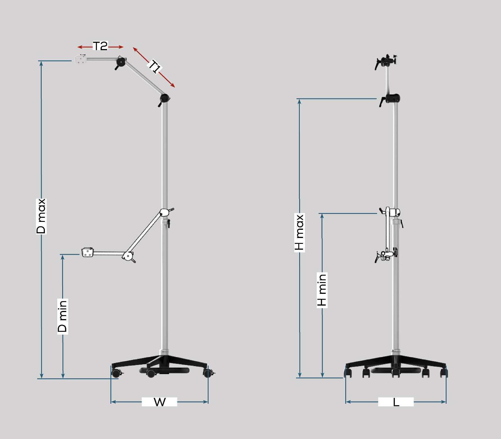 Rehadapt Telescopic Floor Mount FS PentaLock Tele #17.1100