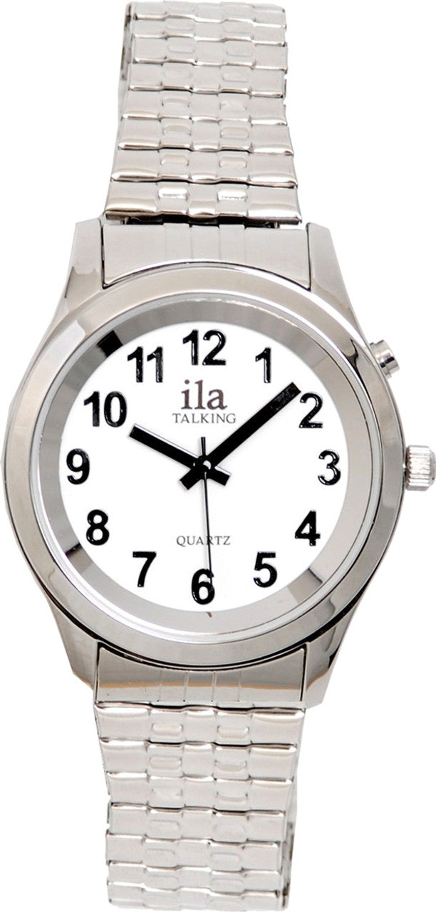Men's Silver ila 1 Button Talking Watch with Choice of Voice Special Needs Computer Solutions