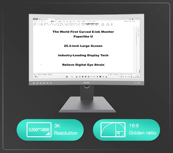 DASUNG 25.3" Curved E-ink Monitor: Paperlike 253 U