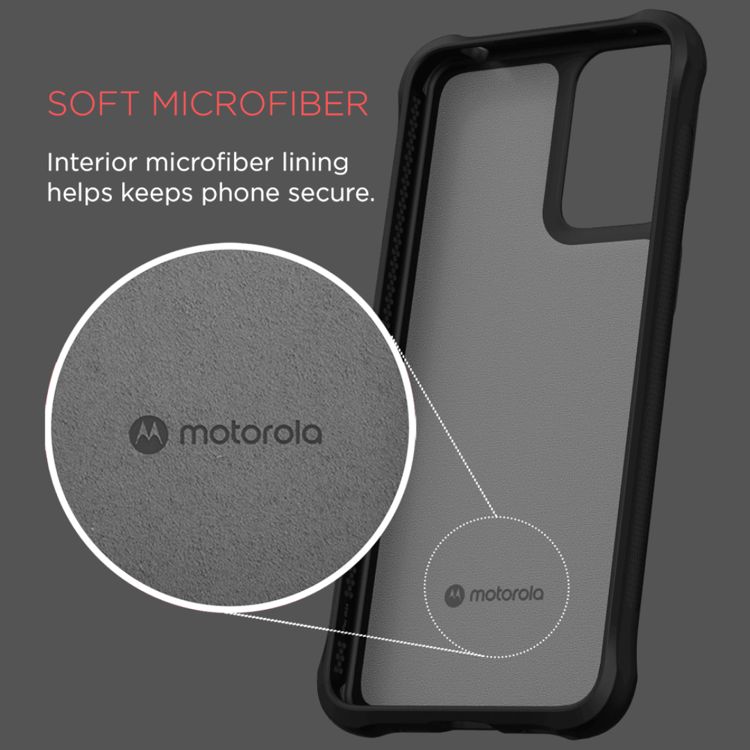 Motorola phone case with soft microfiber interior lining feature