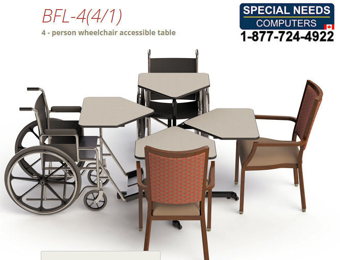 Nursing home four Person Height Adjustable Wheelchair Table - 1