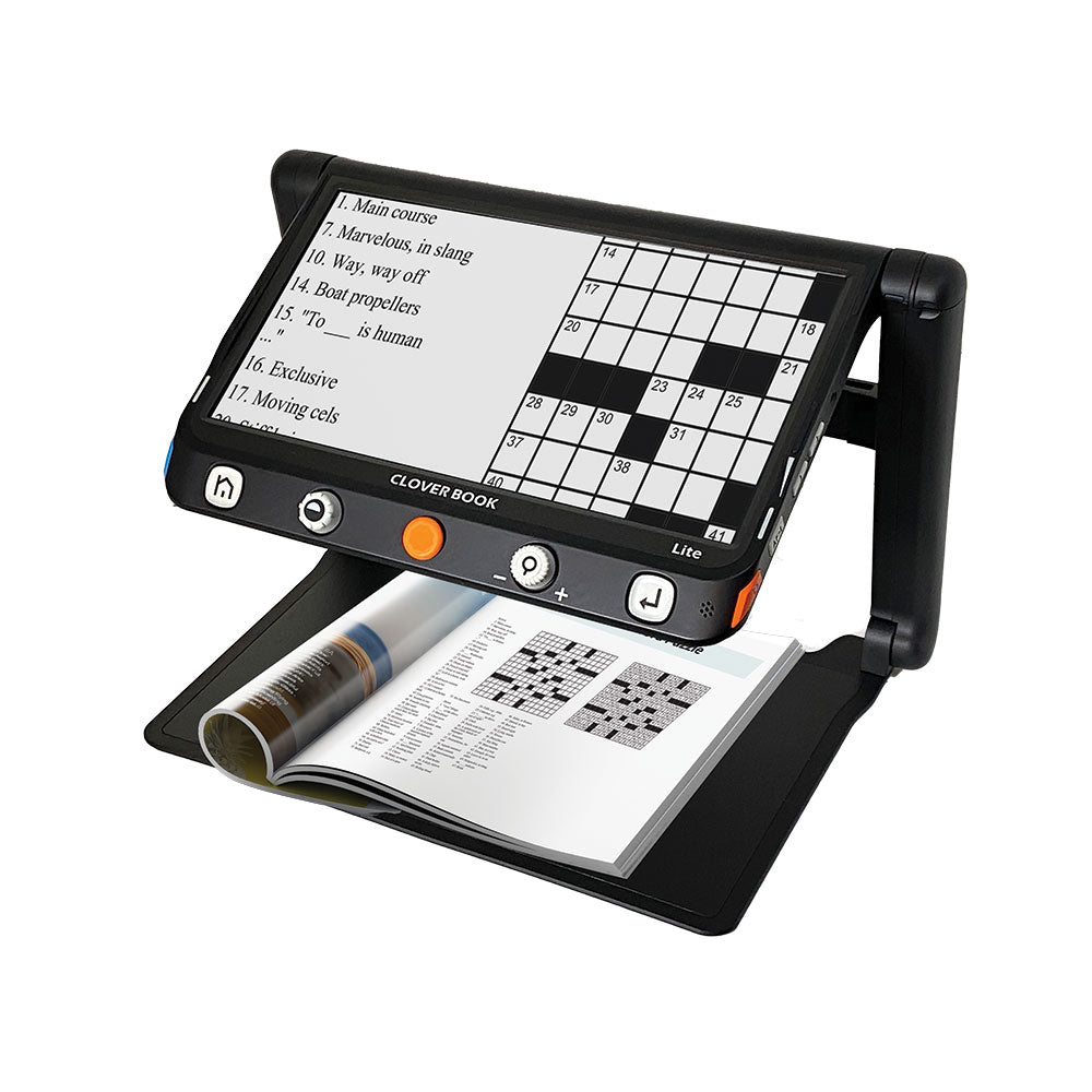 CloverBook LITE 12.5" FHD Touchscreen Portable Video Magnifier with Distance Camera - 4 crossword puzzle