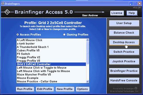 Brainfingers Access profiles