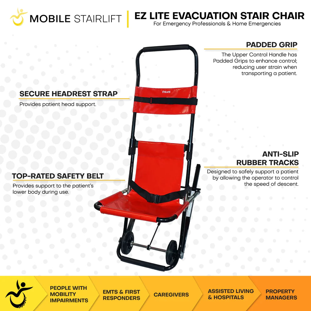 EZ LITE Evacuation Foldable Medical Stair Lift Chair features