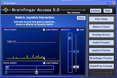 Brainfingers joystick interaction