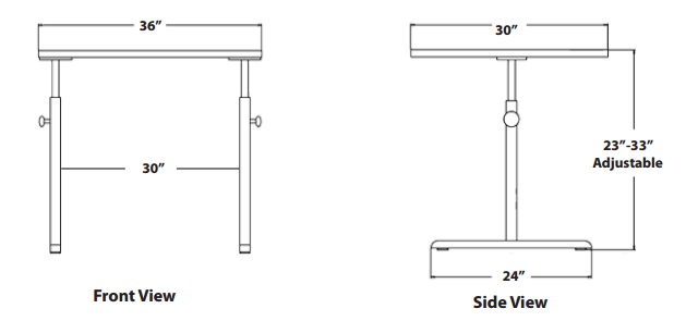 Wheelchair Accessible Desk dimensions