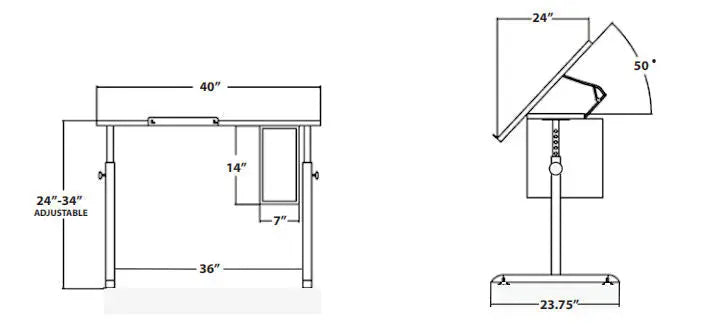 Wheelchair Accessible Worktable with Tilt 1Dimensions