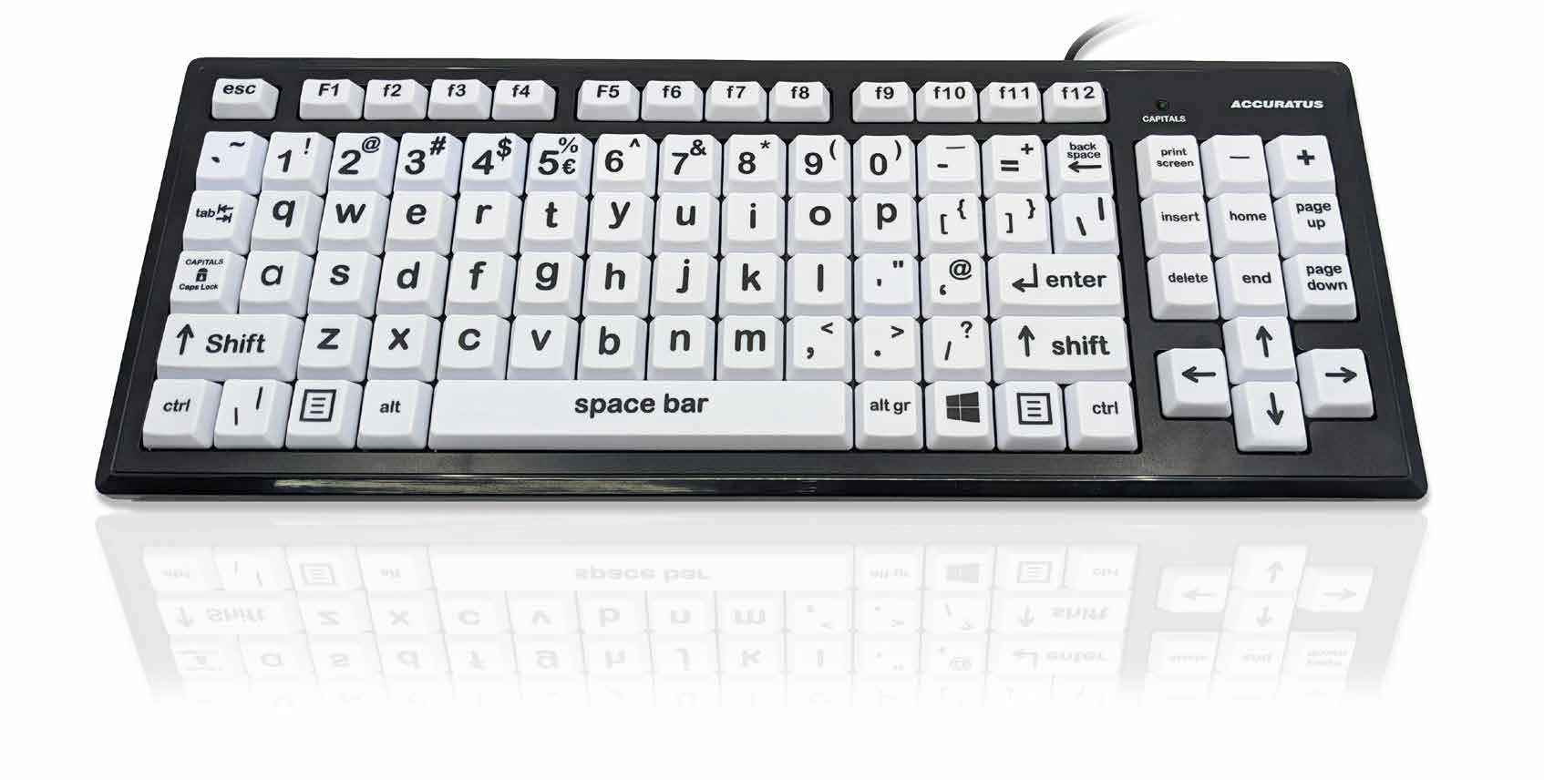 Accuratus Monster 2 - USB High Contrast Vision Impairment SEN Keyboard with Extra Large Keys & 2 Port USB Hub