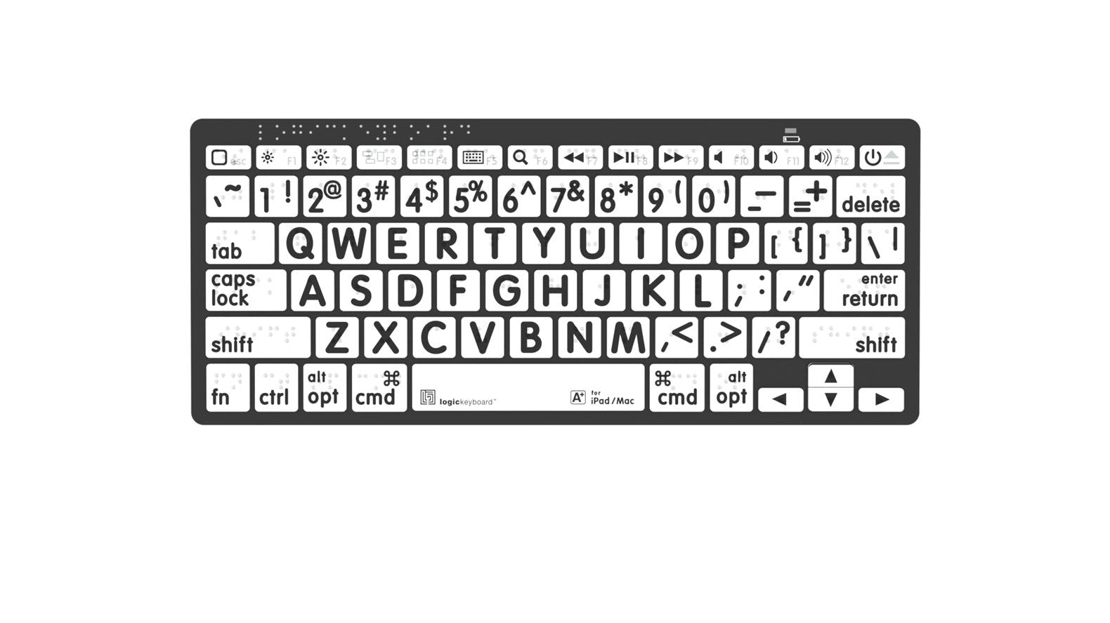 Braille & Large Print - Black on White Mini Bluetooth Keyboard LogicKeyboard