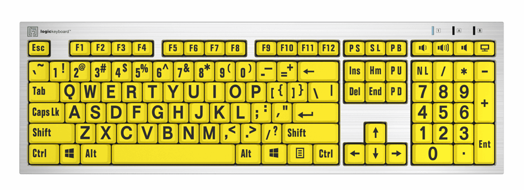 Slimline Large Print Logickeyboard - Black on Yellow Made for Windows PC - 2