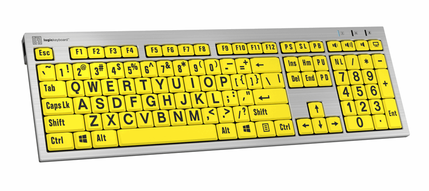 Slimline Large Print Logickeyboard - Black on Yellow Made for Windows PC - 5
