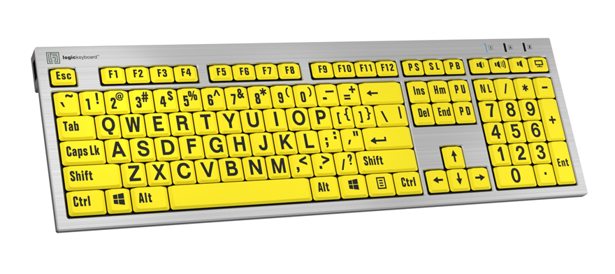 Slimline Large Print Logickeyboard - Black on Yellow Made for Windows PC - 5