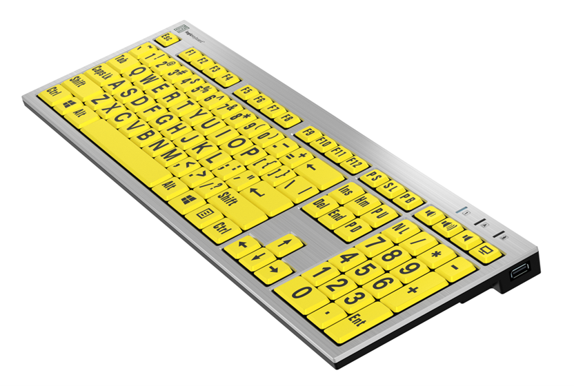 Slimline Large Print Logickeyboard - Black on Yellow Made for Windows PC - 3