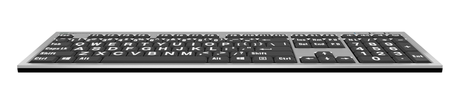Large Print - White on Black Silver Slimline Keyboard – Windows US English Special Needs Computers - 3