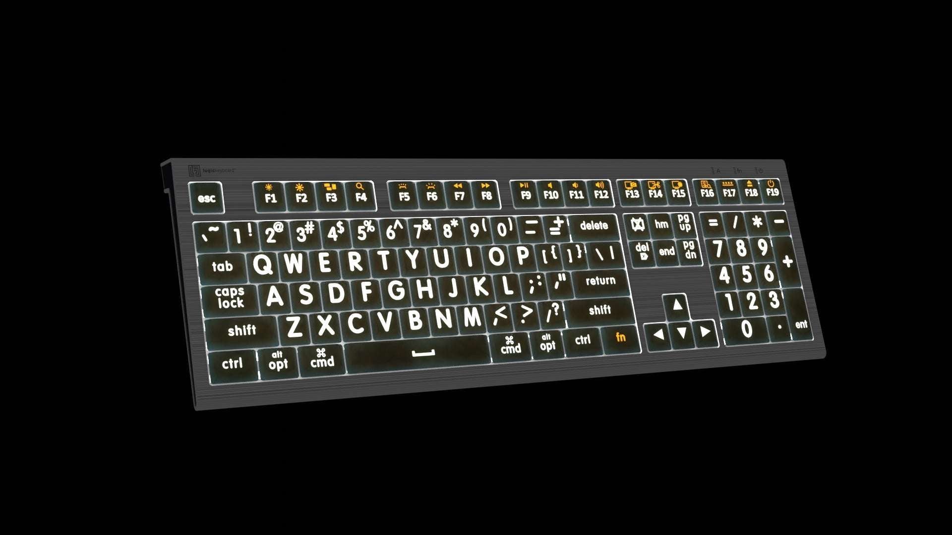 LargePrint White on Black - ASTRA 2 Backlit Keyboard - US English Special Needs Computers - 13