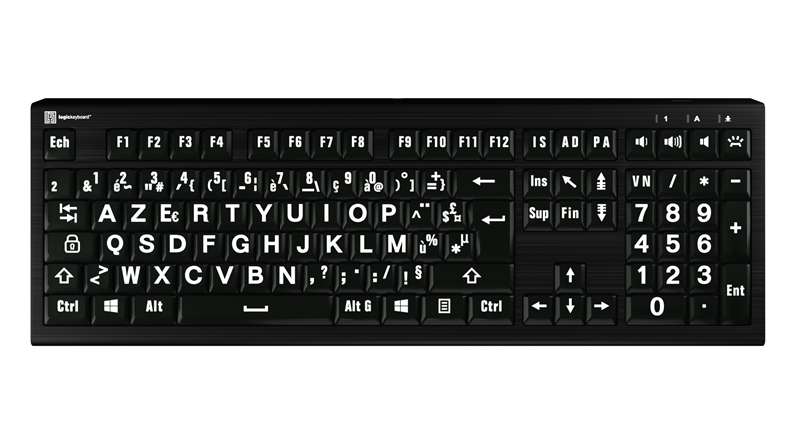 LargePrint White on Black - Mac ASTRA 2 Backlit Keyboard
