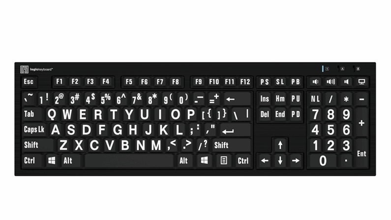 LargePrint - PC Nero Slimline Keyboard - US English