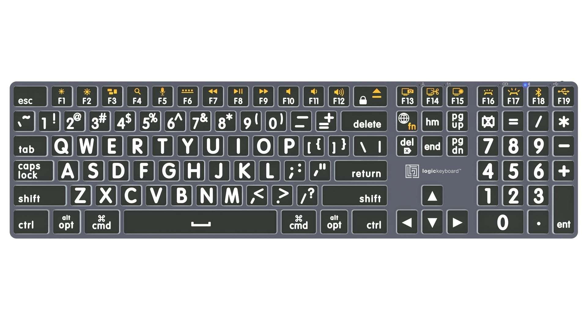Large Print - White on Black TITAN Slimline Keyboard – US English LogicKeyboard -2