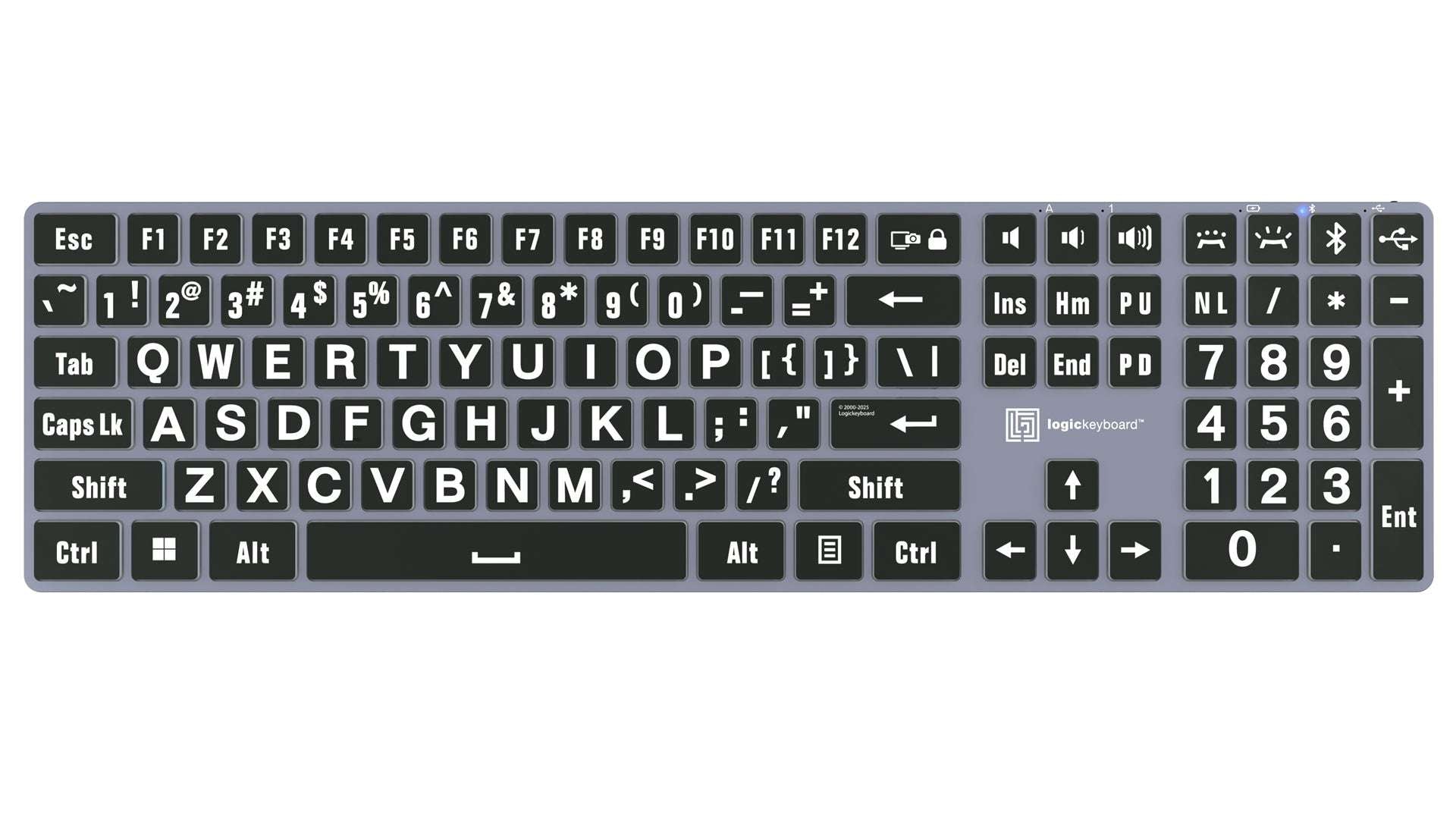 Large Print - White on Black TITAN Slimline Keyboard – US English LogicKeyboard - 4