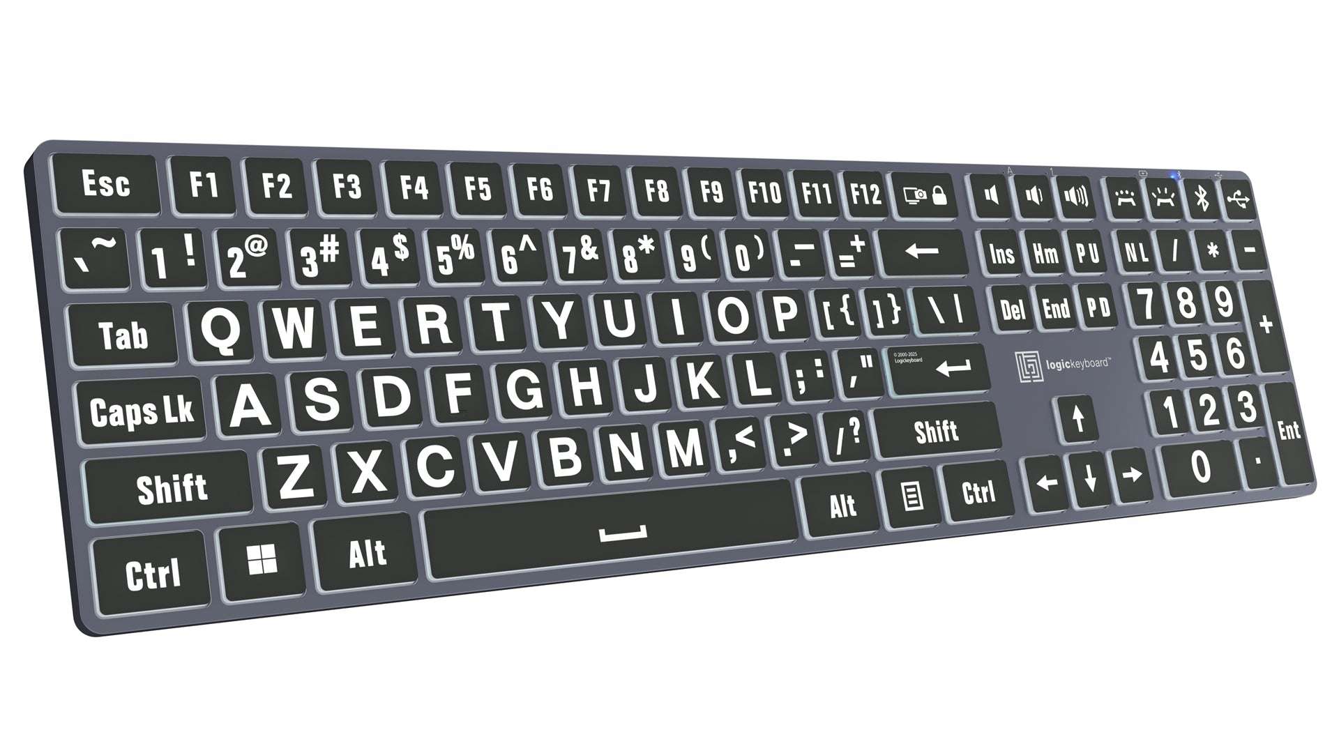 Large Print - White on Black TITAN Slimline Keyboard – US English LogicKeyboard - 5