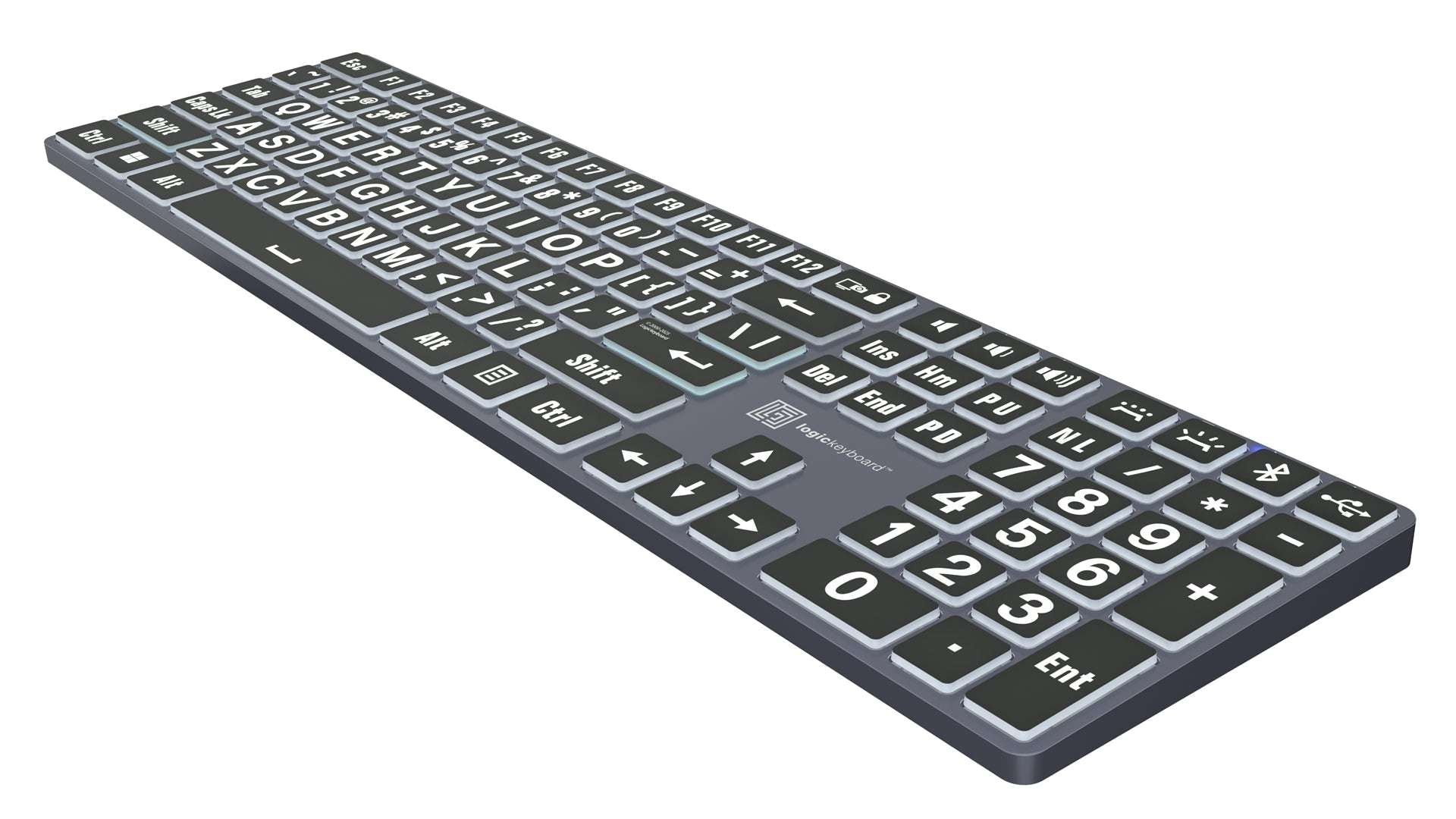 Large Print - White on Black TITAN Slimline Keyboard – US English LogicKeyboard - 8