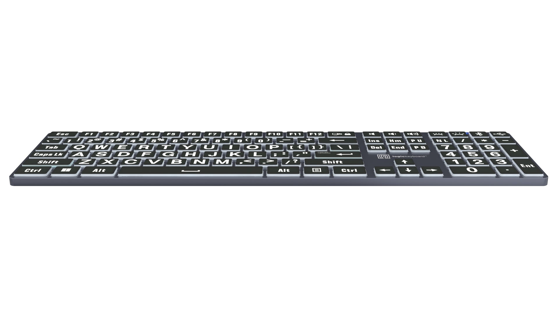 Large Print - White on Black TITAN Slimline Keyboard – US English LogicKeyboard - 9