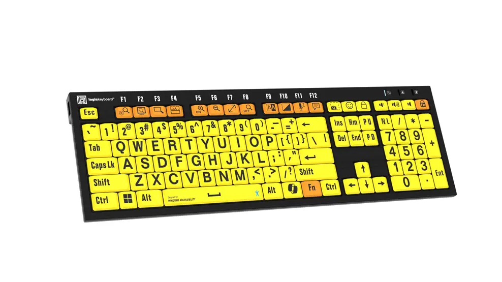 Logistickeyboard Windows Accessibility - NERO Slimline Keyboard Black on Yellow - 2