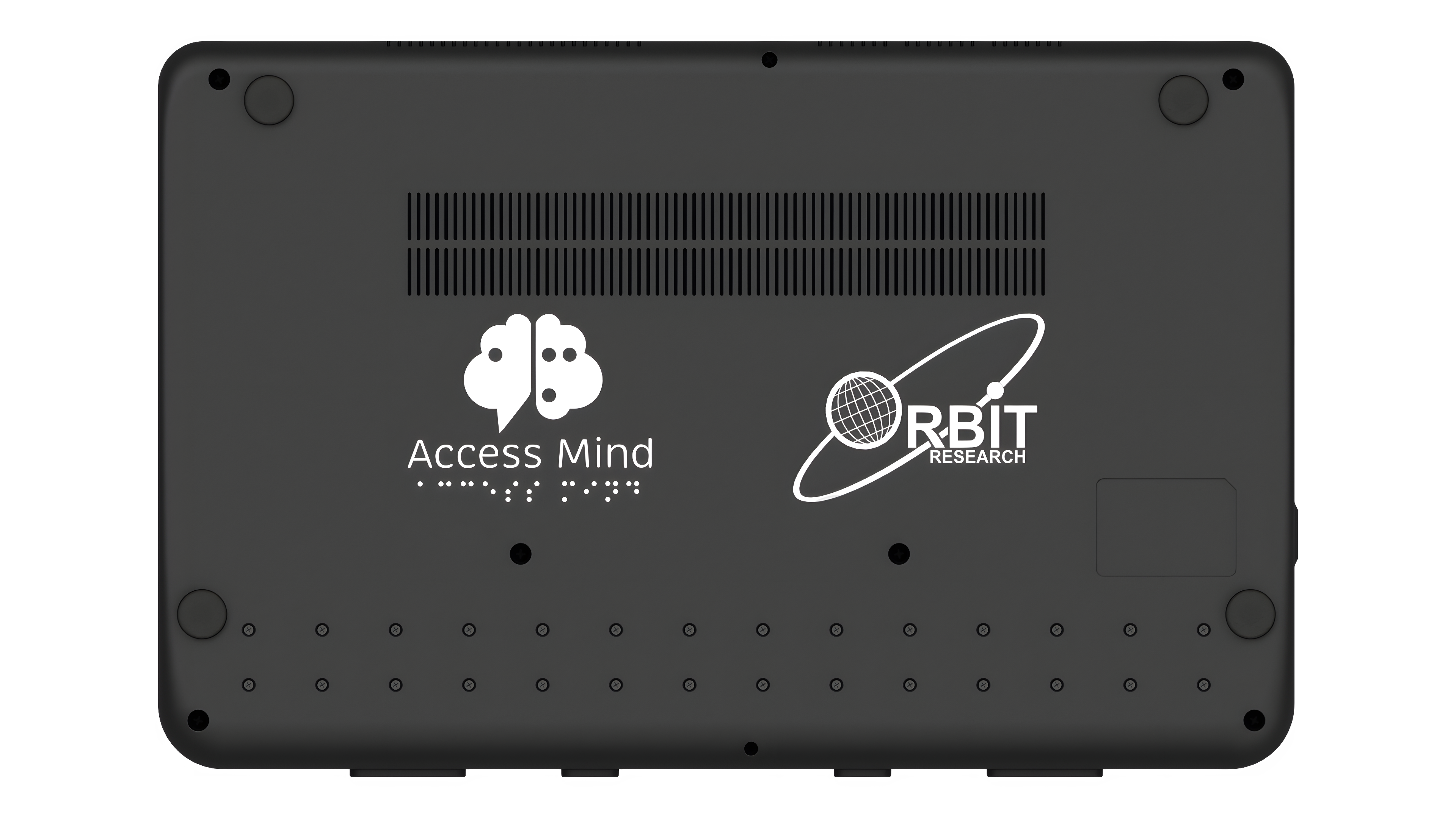 Optima All-in-one Braille laptop computer back view