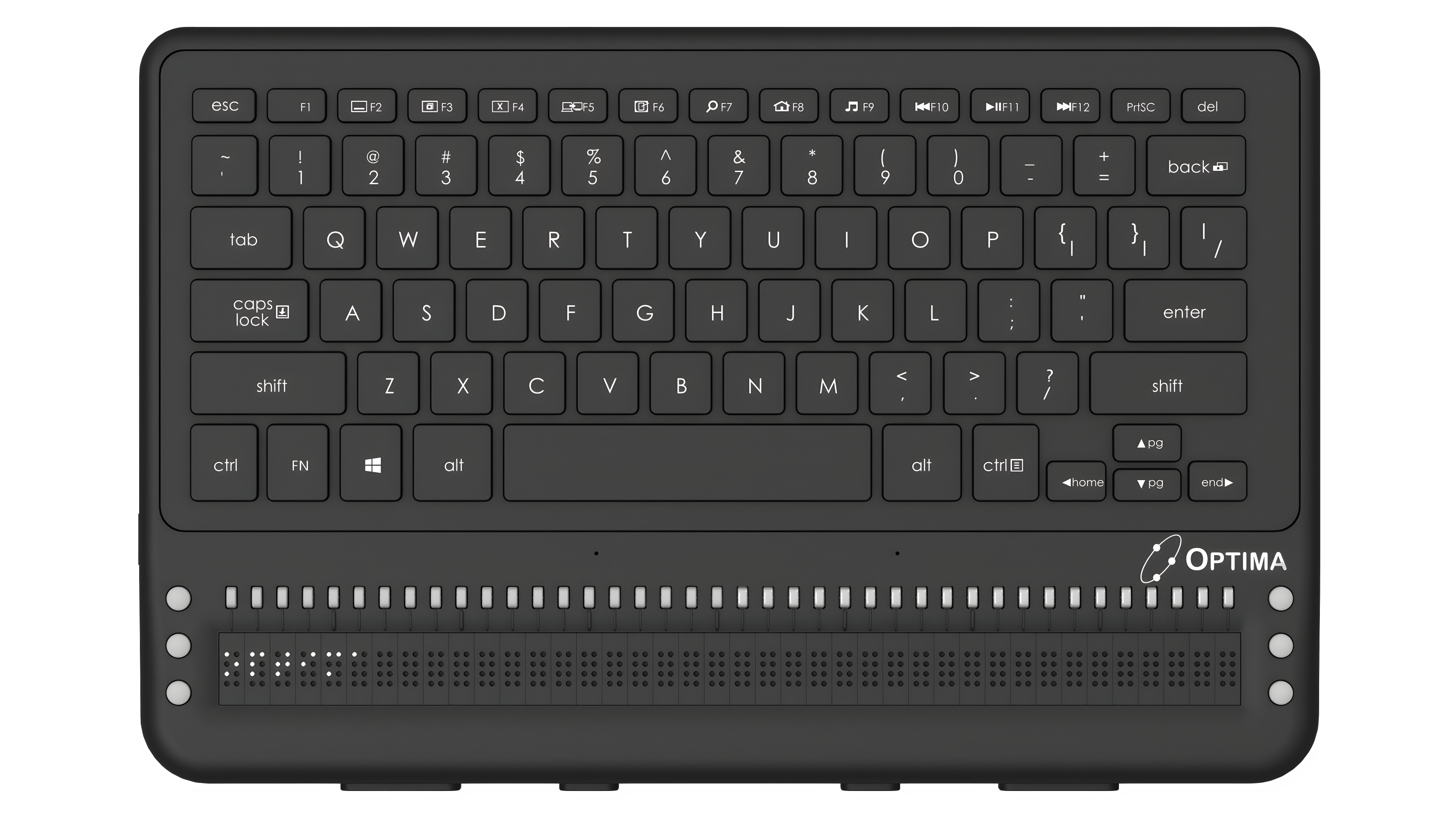 Optima All-in-one Braille laptop computer front view