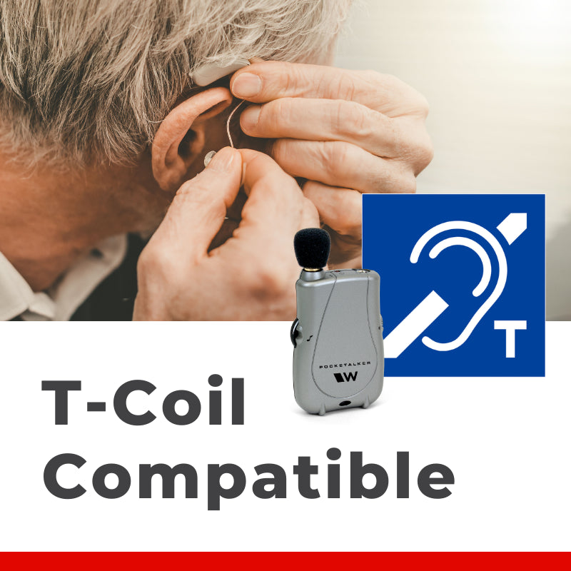 Pocketalker Ultra with earbud and headphone T-Coil Compatible