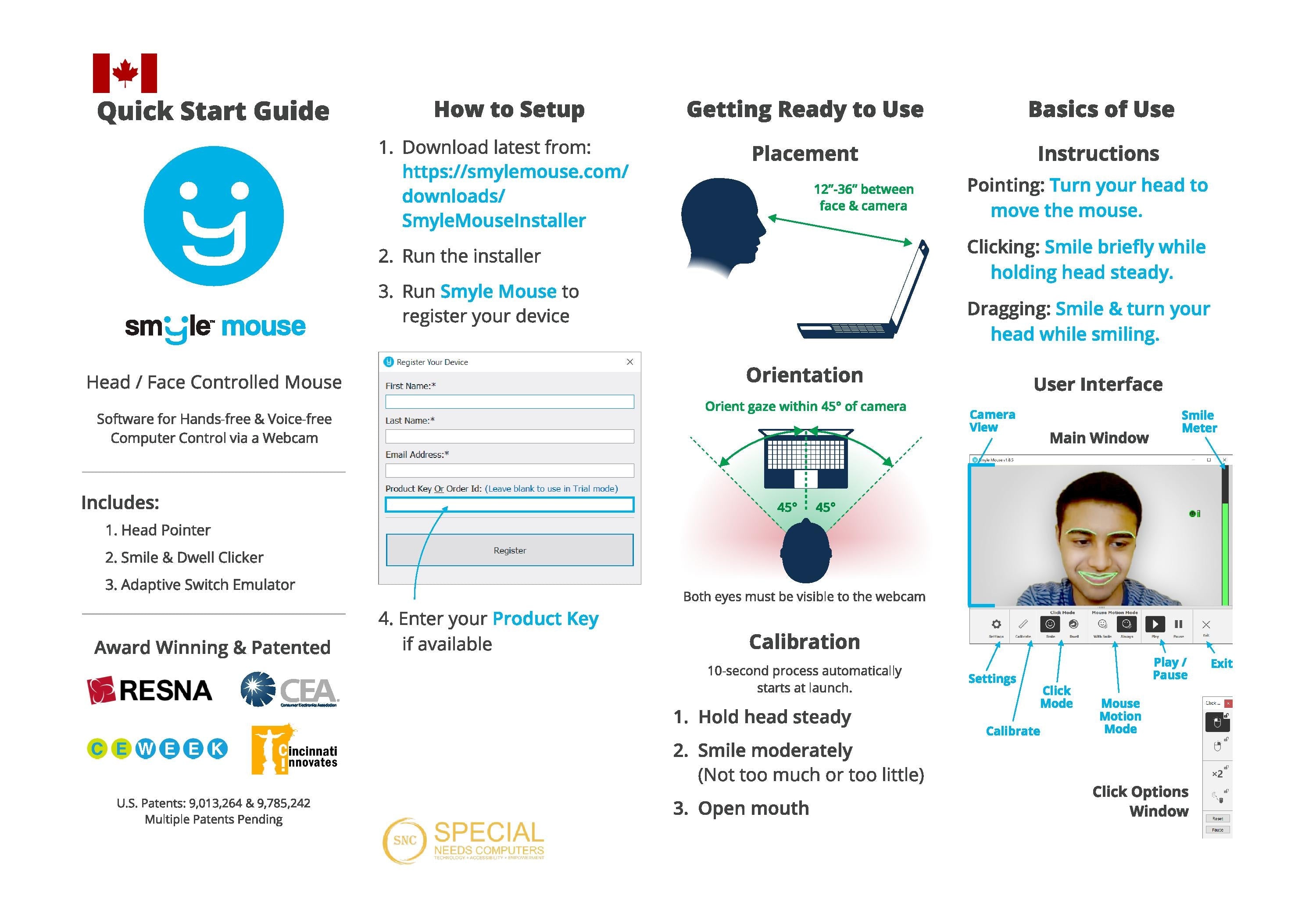 Smyle Mouse software for hands-free computer control Special Needs Computers