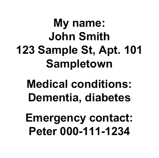 Memory Cell Phone Emergency Contact Info Tag