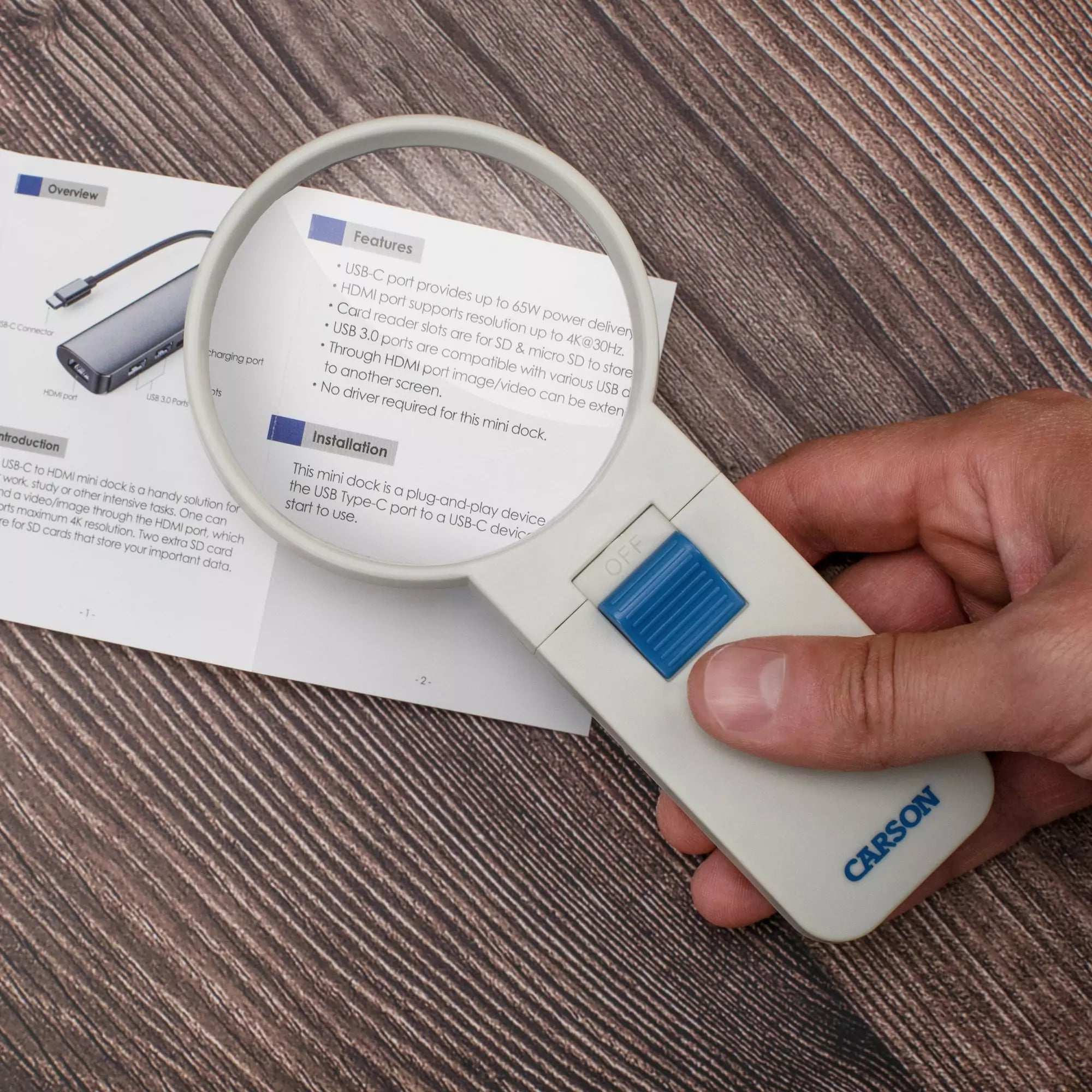 Carson HandHeld LED Lighted 4x Magnifier - 4