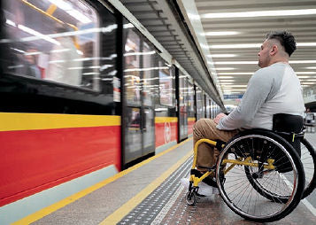 Tactile Floor Domes wheelchair at subway