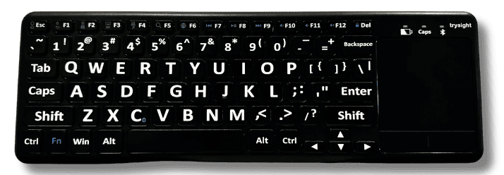 Trysight Largeprint Bluetooth Keyboard large White letters on black background