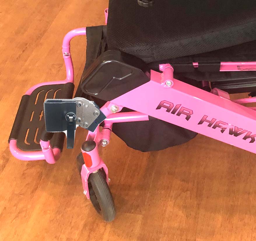 Angle Adjustment Plate Attached to Wheelchair