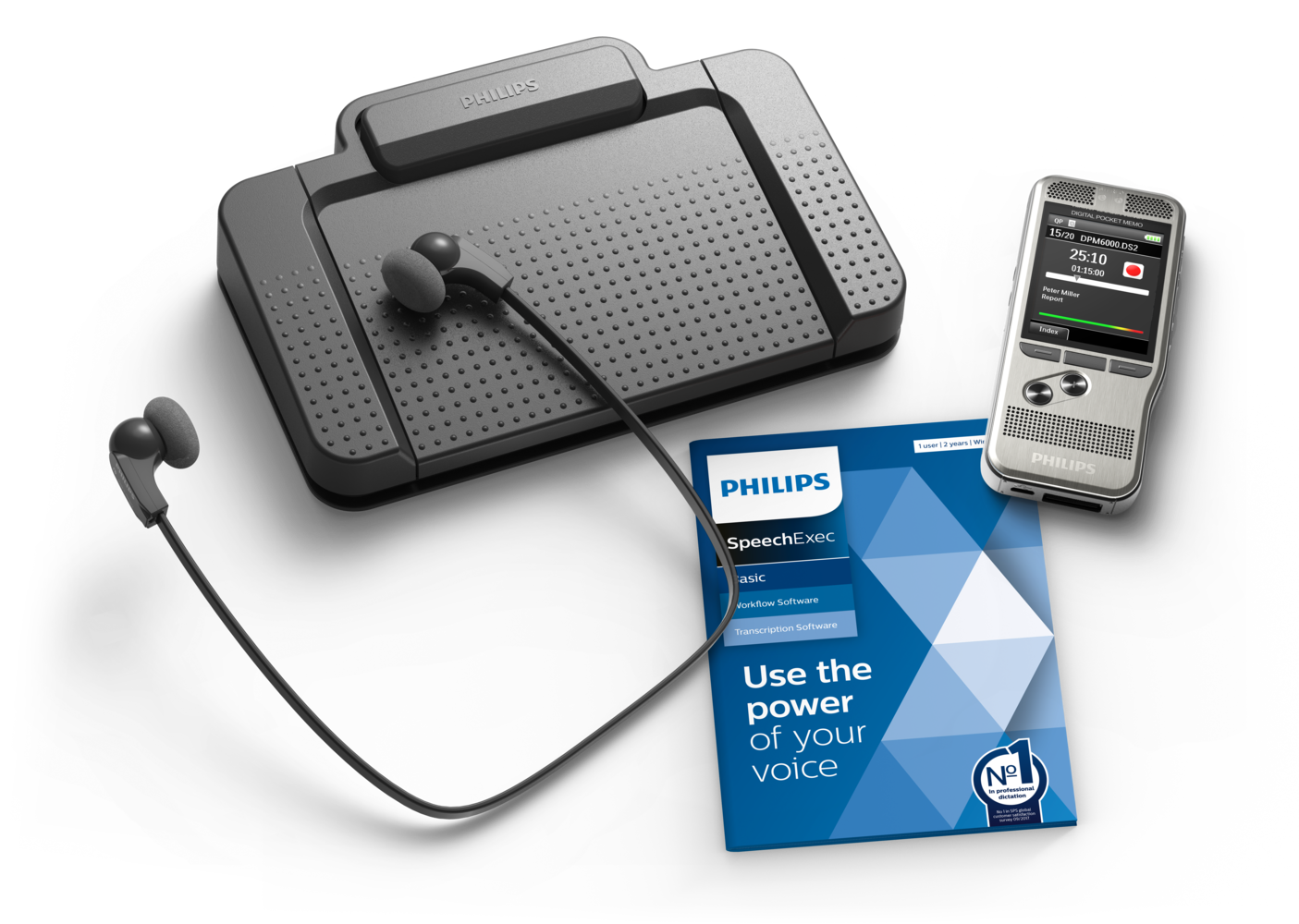 Philips Pocket Memo 6700 and Transcription Set with SpeechExec Software