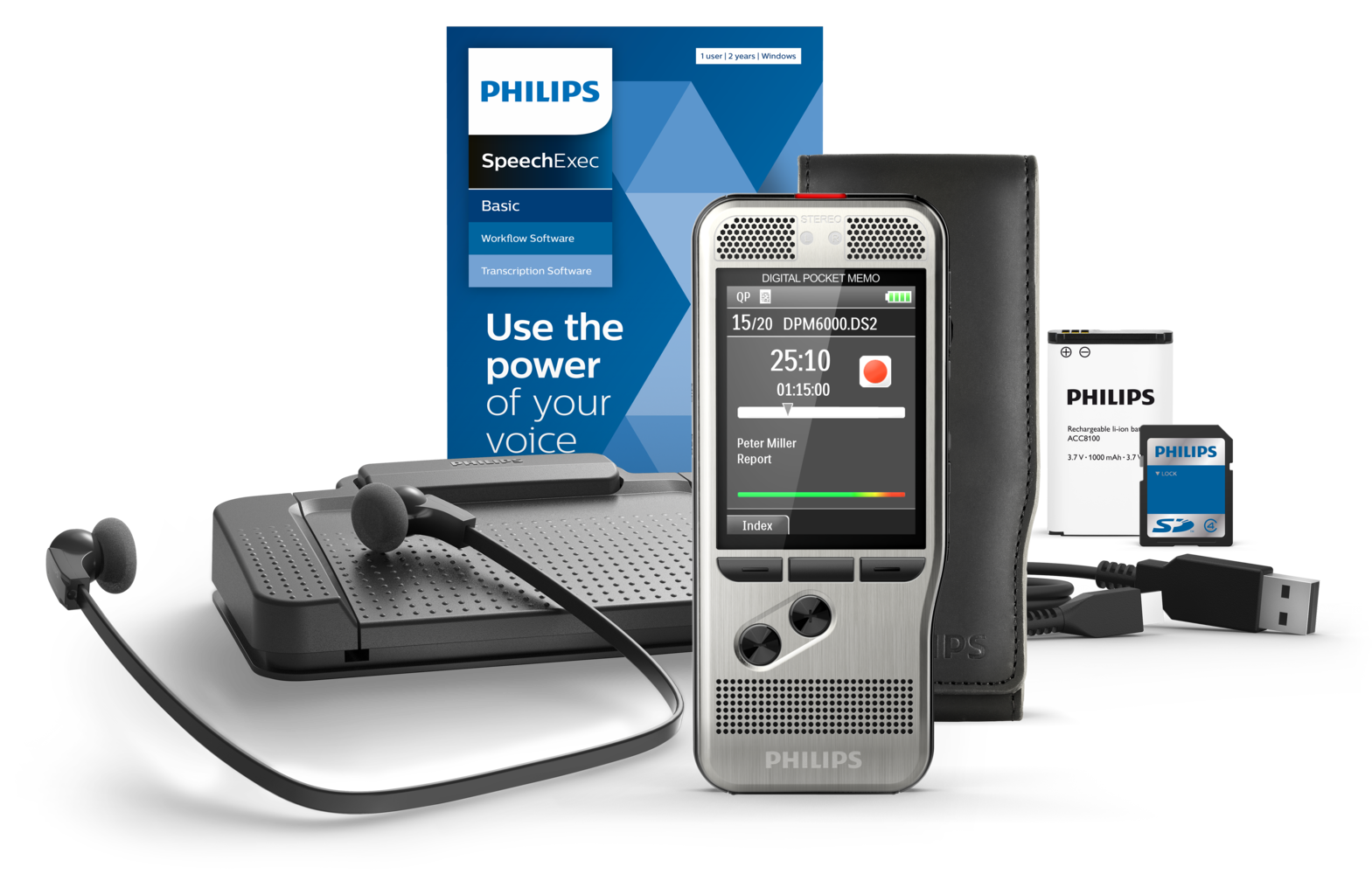 Philips Pocket Memo 6700 and Transcription Set with SpeechExec Software