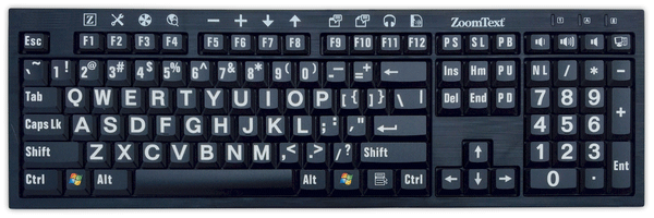 ZoomText Keyboard White on Black