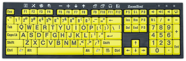 ZoomText Keyboard Black on Yellow
