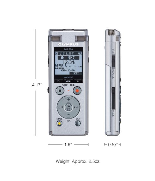 DM-720 Voice Recorder dimensions