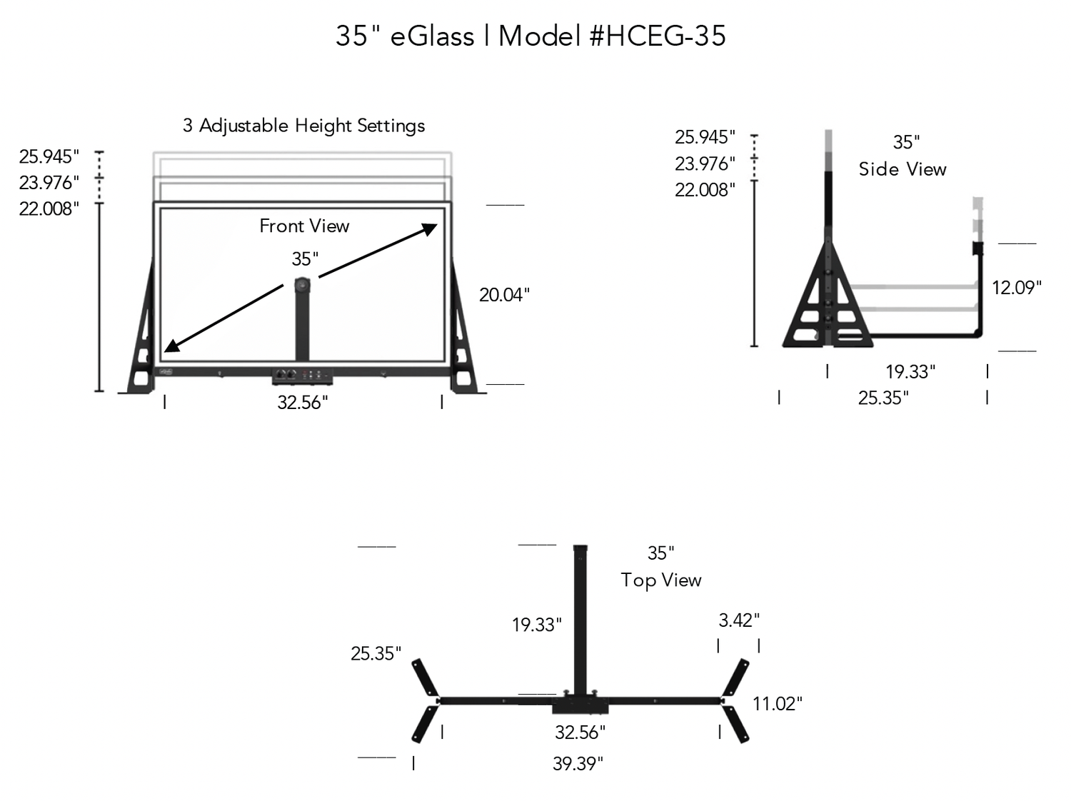 HoverCam eGlass Lightboard Dimensions - 8