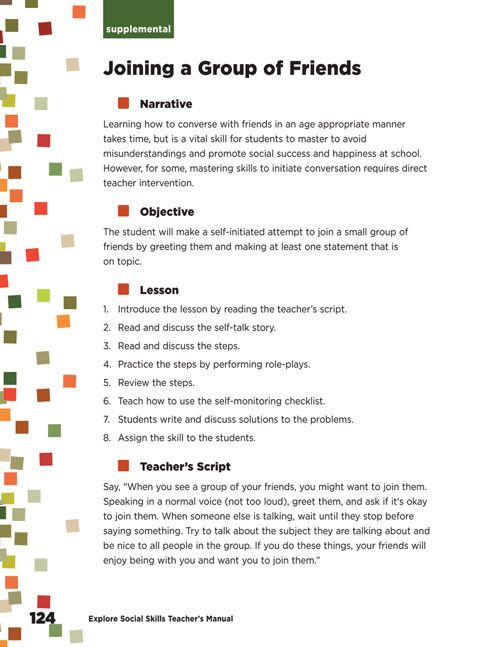 EXPLORE SOCIAL SKILLS Joining a group of friends