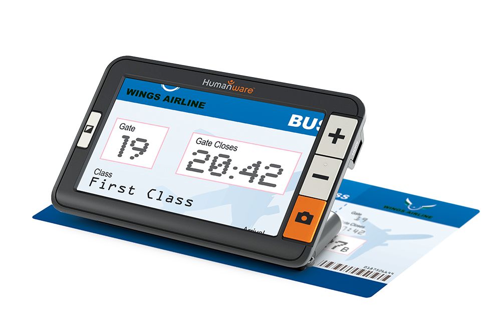 explorē 5 – Pocket-size video magnifier airline ticket