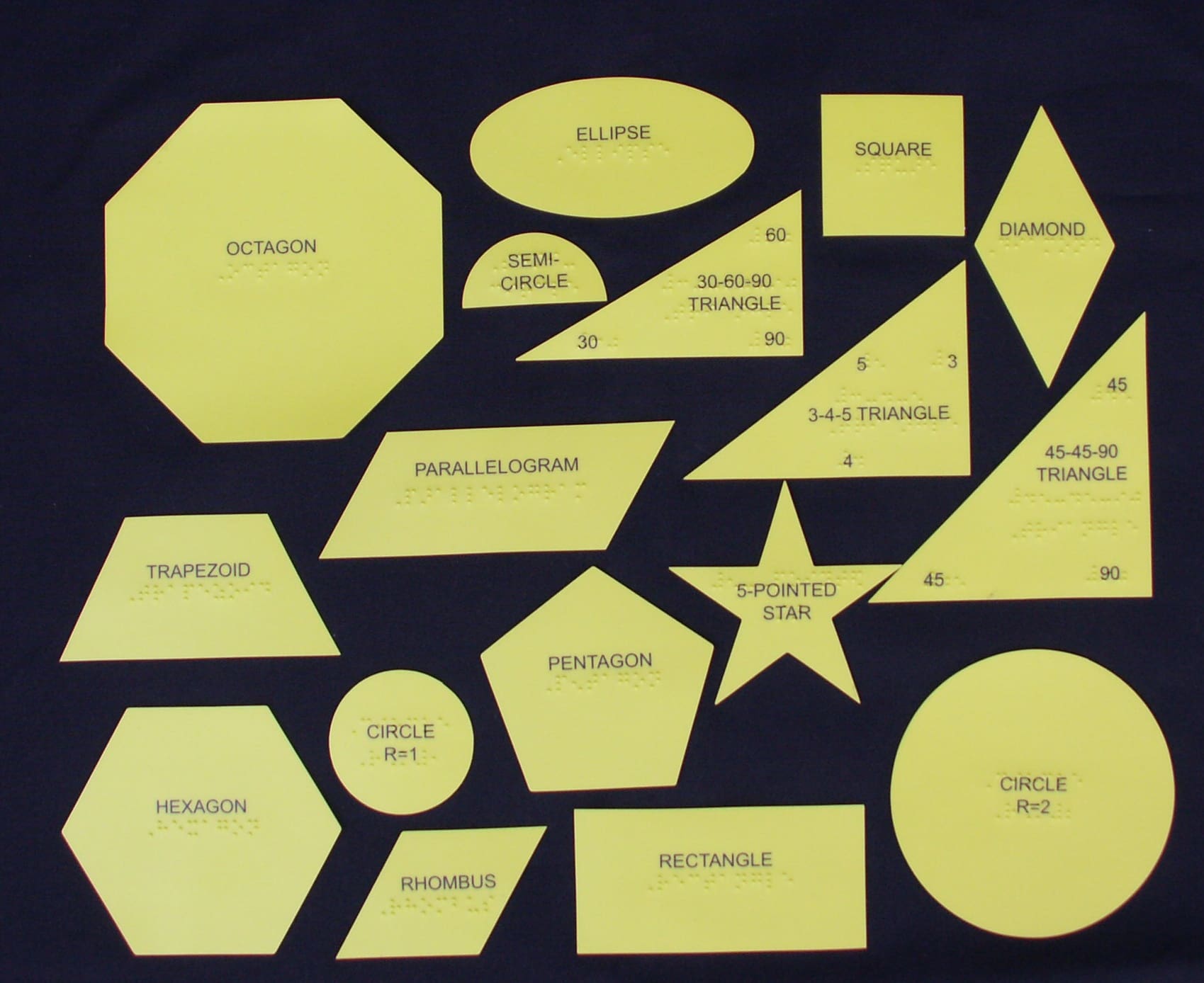 Braille Geometry Kit shapes