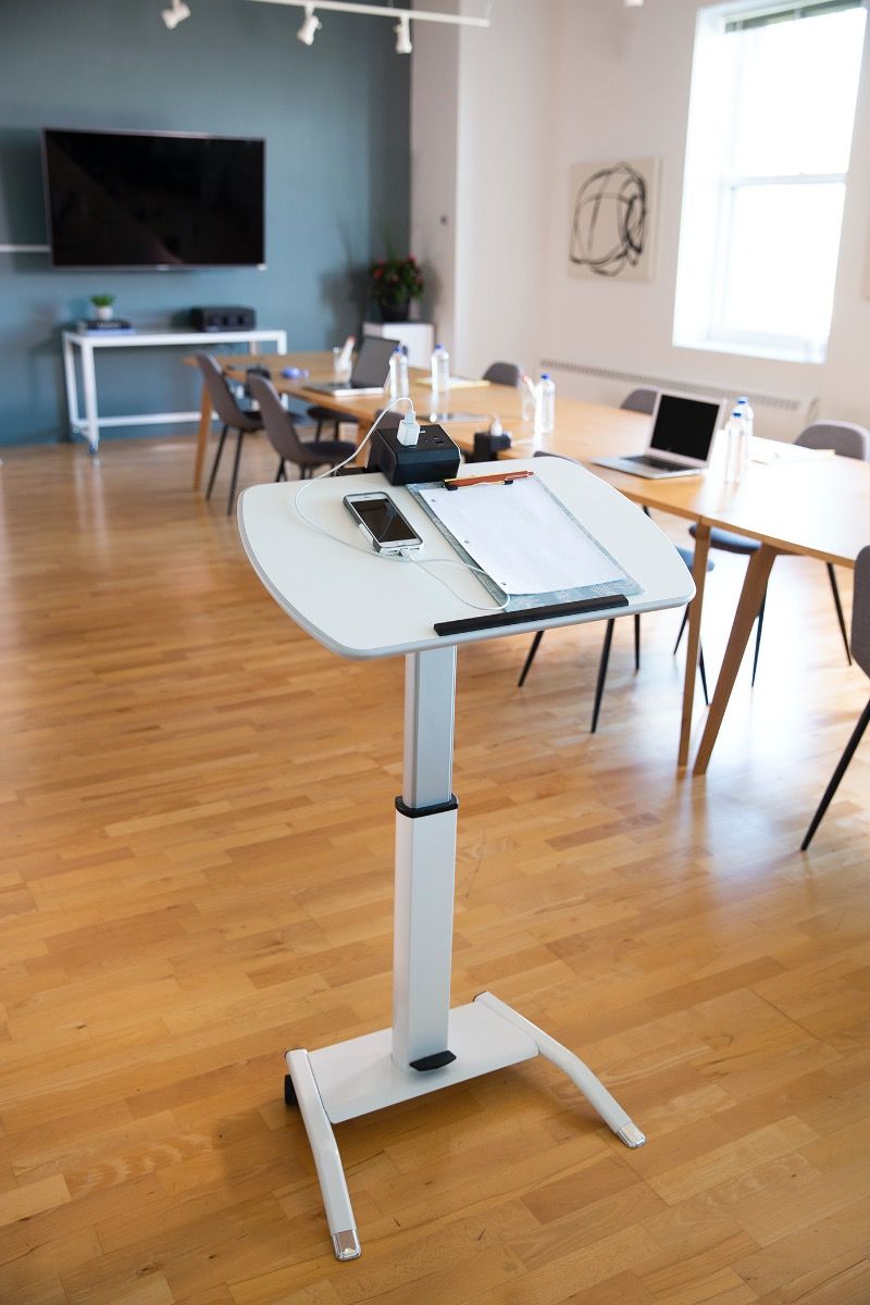 Pneumatic Height-Adjustable Lectern / Mobile Standing Desk