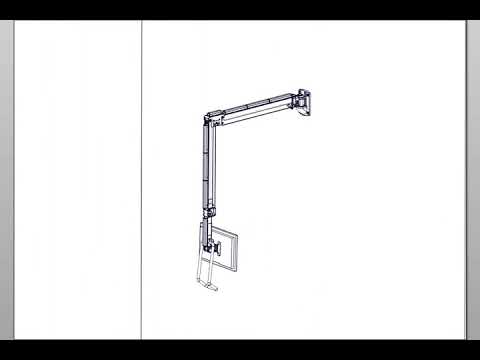 Overbed Hospital LCD Monitor Wall Mount 63" Arm - 4