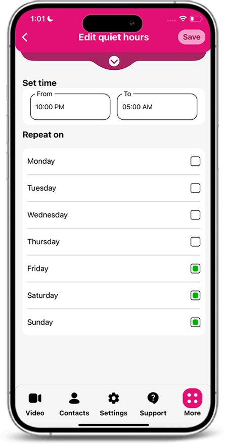 RAZ Memory Cell Phone Set quiet hours and controls repetitive calls Special Needs Computers - 5