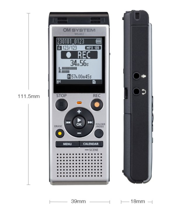 Olympus WS-822 Voice Recorder dimensions